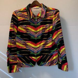 Erin London Jacket Full Zip Size S Bright Vibrant Geometric Pattern